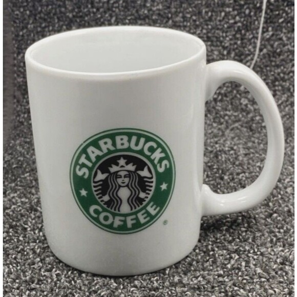STARBUCKS Coffee Mug Double Sided Mermaid Logo Green White Black 10oz Tea Cup - Picture 8 of 8